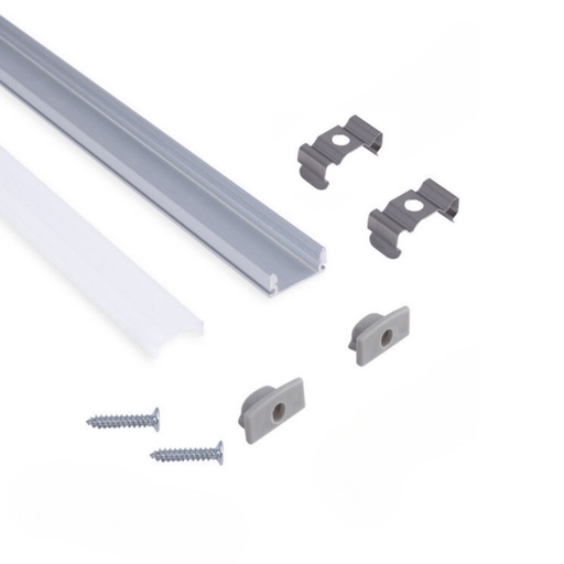 Profile for LED Strip - Surface Mounted - 17x8mm - Complete kit - 1 meter