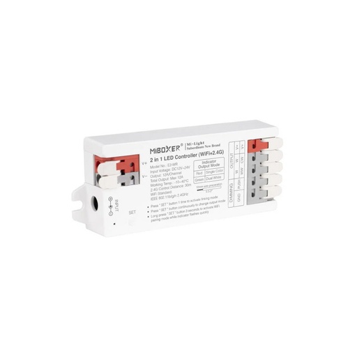 [E2-WR] Controlador fita LED 2 em 1 - Monocolor - CCT - 12/24V DC - 2.4GHz+ WiFi - Mi Boxer - E2-WR