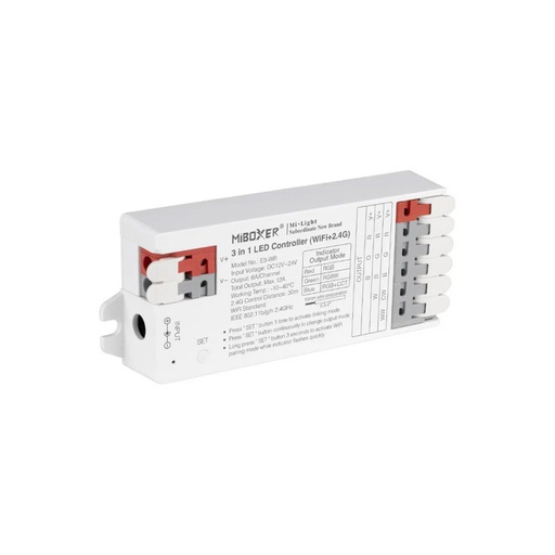 [E3-WR] Kontroler taśm LED 3 w 1 RGB / RGBW / RGB+CCT - 12/24V DC - 2.4GHz+ WiFi - Mi Boxer - E3-WR