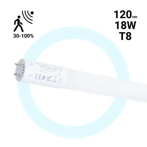 [B4017-120-BF] Tuyau LED T8 avec capteur de mouvement à micro-ondes 30-100% - 18W - 120 cm - 6000K