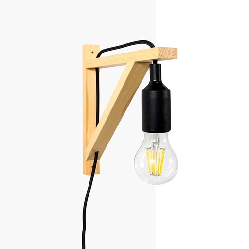 Skandynawska lampa ścienna "YOJO" - Drewniana rama i silikonowa lampa wisząca