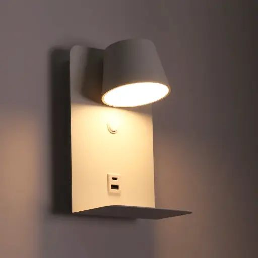 Wandlamp voor lezen "BASKOP" - USB-poort + USB-C - 6W