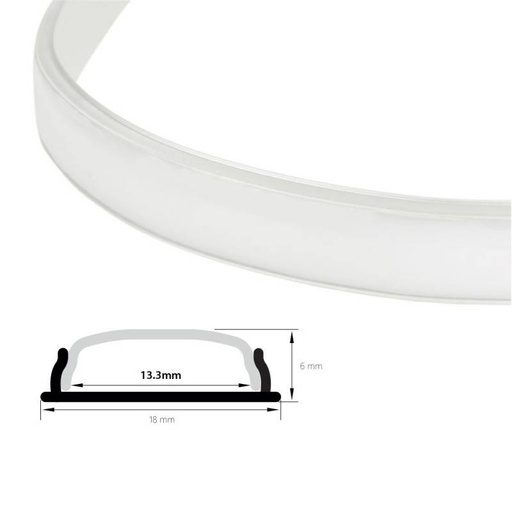 [BDBO18] Diffuser opal 18mm for flexible moldable profile 18x6mm (2m)