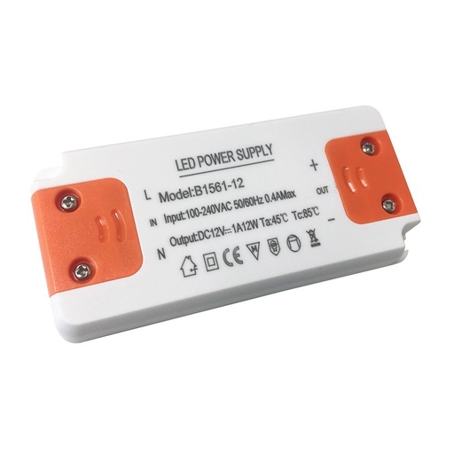 [B1561-12] Ultra slim 12V 12W strømforsyning IP20