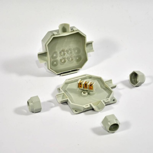 [READY BOX IP68 90] WATERDICHTE AANSLUITDOOS READYBOX 90 MET GEÏNTEGREERDE ISOLATIEGEL IP68 MET 3 6MM2 CONNECTOREN