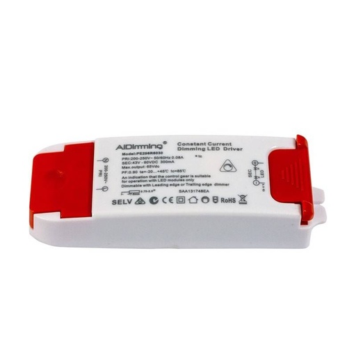 [PE296R6030] Dimmable TRIAC constant current driver 43-60V 18W 300mA